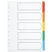 Pregradni karton - register bel A4 5-delni z barvnimi zavihki KF01525