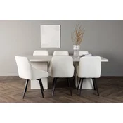 Venture Design Jedilna miza in stol komplet Olga in Rosie, miza 200x90x75 cm, bela, bež, črna