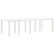 Vidaxl Vrtna miza Bela 250 x 100 x 73 cm poli ratan