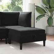 vidaXL Pouf s shrambnim prostorom Črna Žamet