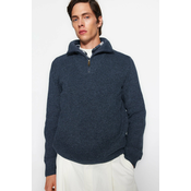 Trendyol Indigo Regular Fit Zippered Turtleneck Knitwear Sweater