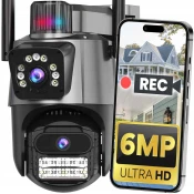 WiFi Double Wireless 3MPX Full HD Video Camera Ir Pir LED siva