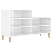 Vidaxl Omarica za čevlje visok sijaj bela 102x36x60 cm inženirski les