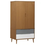 Vidaxl Garderobna omara MOLDE rjava 90x55x175 cm trdna borovina