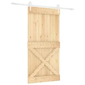 Vidaxl Drsna vrata Naravna in bela 100 x 210 cm Masiven borov les