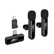 HOCO L20A Bluetooth mikrofon 2 komada Type-C/Lightning, filtar buke, CRNI L20A_B