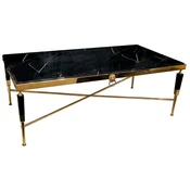 Casa Padrino luxury coffee table black/gold 130 x 70 x H. 45 cm - Living room table with faux marble table top - Luxury living room furniture - Hotel furniture - Luxury interior - Hotel interior