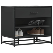 Klupa za cipele crna 60x40x53,5 cm izradena od drveta i metala