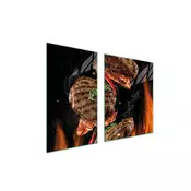 shumee STEKLENI KROŽNIK IN DESKA ZA REZANJE 100x52 ŽAR