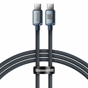 Polnilni in podatkovni kabel Baseus Crystal Shine 100W - pleten USB-C v USB-C kabel z ultra-hitrim protokolom polnjenja 100W in hitrim prenosom podatkov - 1.2m - črn