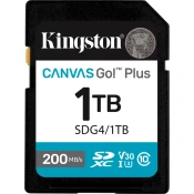 KINGSTON SD Card 1TB/ Canvas Go! Plus/ SDXC Class10 UHS-1 U3 V30/ Read up to 200MB/s/ Write up to 160MB/s/ for 4K and FullHD video recording