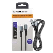 Qoltec USB 2.0 kabel tipa C | USB 2.0 tipa C 100 W | QC 3.0 | PD | 1,5 m | črne barve
