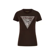 GUESS Majica temno rjava/srebrna/bela