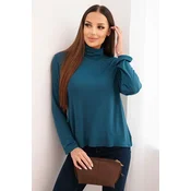 Kesi Włoski Womens viscose blouse with a turtleneck and long sleeves sea green