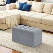 Songmics Shranjevalna otomanska klop 38x110x38 cm siva