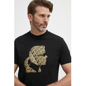 Pamucna majica Karl Lagerfeld za muškarce, boja: crna, s tiskom, 542224.755082