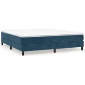 Vidaxl Posteljni okvir z vzmetmi temno moder 160x200 cm žamet