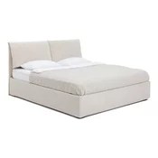 Bež oblazinjena zakonska postelja s prostorom za shranjevanje z vzmetnico in letvenim dnom 180x200 cm Thessa Pillow – Bonami Selection