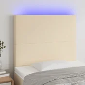 vidaXL vidaXL LED posteljno vzglavje krem 80x5x118/128 cm blago, (20932386)