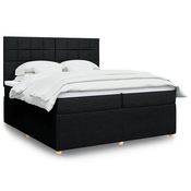 Vidaxl Box spring postelja z vzmetnico črn 200x200 cm blago