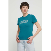 Pamucna majica Tommy Jeans za žene, boja: tirkizna