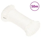 Vidaxl Vrv za čoln popolnoma bela 3 mm 50 m polipropilen