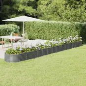 Povišena vrtna gredica od pocincanog celika 620x80x36 cm sivi