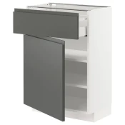METOD / MAXIMERA Podni element s fiokom/vratima, bela/Voxtorp tamnosiva, 60x37 cm