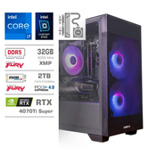 Računalnik MEGA MT S7X GAMER i7-14700KF/RTX4070Ti Super/32GB-DDR5/2TB-4.0/750W/Brez OS/črna RGB