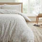 Bijela/bež pamucna posteljina za bracni krevet 200x200 cm Shadow Leaves – Bianca