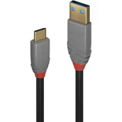 Lindy 36919 USB kabel 3 m USB C USB A crni