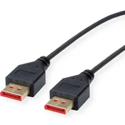 ROLINE Roline DisplayPort priključni kabel DisplayPort  vtič\, DisplayPort  vtič 1.00 m črna 11.04.5960 zaščiten DisplayPort kabel, (20421225)