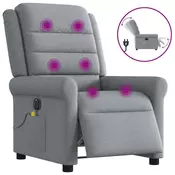 Vidaxl vidaXL Električni masažni stol z naslonjalom svetlo siv, blago