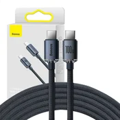Baseus CAJY000701 Crystal Shine Series Podatkovni Kabel USB-C - USB-C 100W 2m Crni