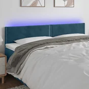 Vidaxl LED posteljno vzglavje temno modro 200x5x78/88 cm žamet