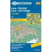 Tabacco topographische Wanderkarte Lana, Etschtal. Lana, Val d Adige