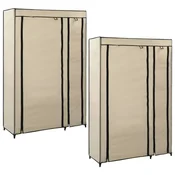 Vidaxl Zložljiva garderobna omara 2 kosa blago 110x45x175 cm krem