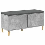 Vidaxl Haldna klop z blazino z vrati Beton Siva 100 x 38 x 46 cm
