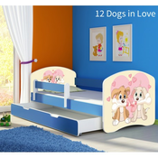 Drveni djecji krevet 140×70 s bocnom stranicom i dodatnom ladicom na izvlacenje - plavi - 12