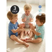 Sinsay - Pamucni bodi sa printom vozila 3 pack - svetlo tirkizna