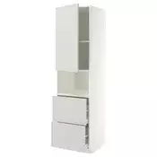 METOD / MAXIMERA Vis elem za mikro s vrat/2 ladice, bijela/Aspudden svijetlo siva, 60x60x220 cm