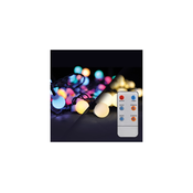 Solight LED 2u1 vanjski božicni lancic, kuglica, daljinski upravljac, 200LED, RGB+bijela, 20m+5m, 8 funkcija, IP44