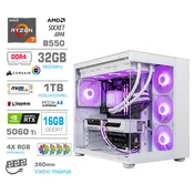 Računalnik MEGA MT S5 R7-5700X/RTX5060Ti-16GB/32GB-DDR5/1TB-4.0/750W/Brez OS/bela RGB + Estetski napajalni kabli [Vijolična/Bela]