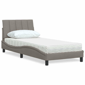 Krevet s madracem Hanko smedesivi 90x200 cm od tkanine