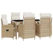 Vanjski set za objedovanje 7 pcs Bež i krem bijela