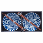 Set zdjelica sa štapicima WHITE WITH BLUE TEARDROPS MIJ 400 ml 2 kom