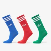 Nogavice adidas 3-Stripes High Crew Socks 3 Pairs Blue/ Better Scarlet/ Green M
