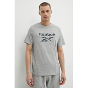 Pamucna majica Reebok za muškarce, boja: siva, s tiskom, 100076379