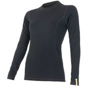 Sensor ženska majica z dolgimi rokavi Double Face Merino Wool, XL, črna