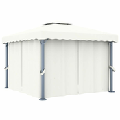 Sjenica sa zastorom 3 x 3 m krem bijela aluminijska